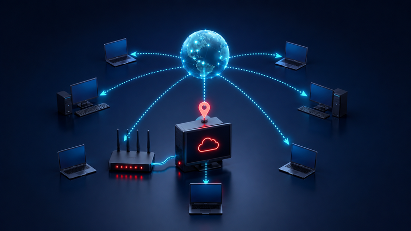 IP fixo dedicado: roteador e servidor NTweb com endereço permanente, acessível pela internet a partir de vários computadores remotos